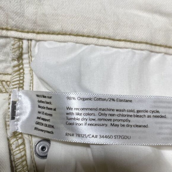 Eileen Fisher Cropped Raw Hem High-Rise Jeans Stretch Cream 16 - Picture 12 of 12